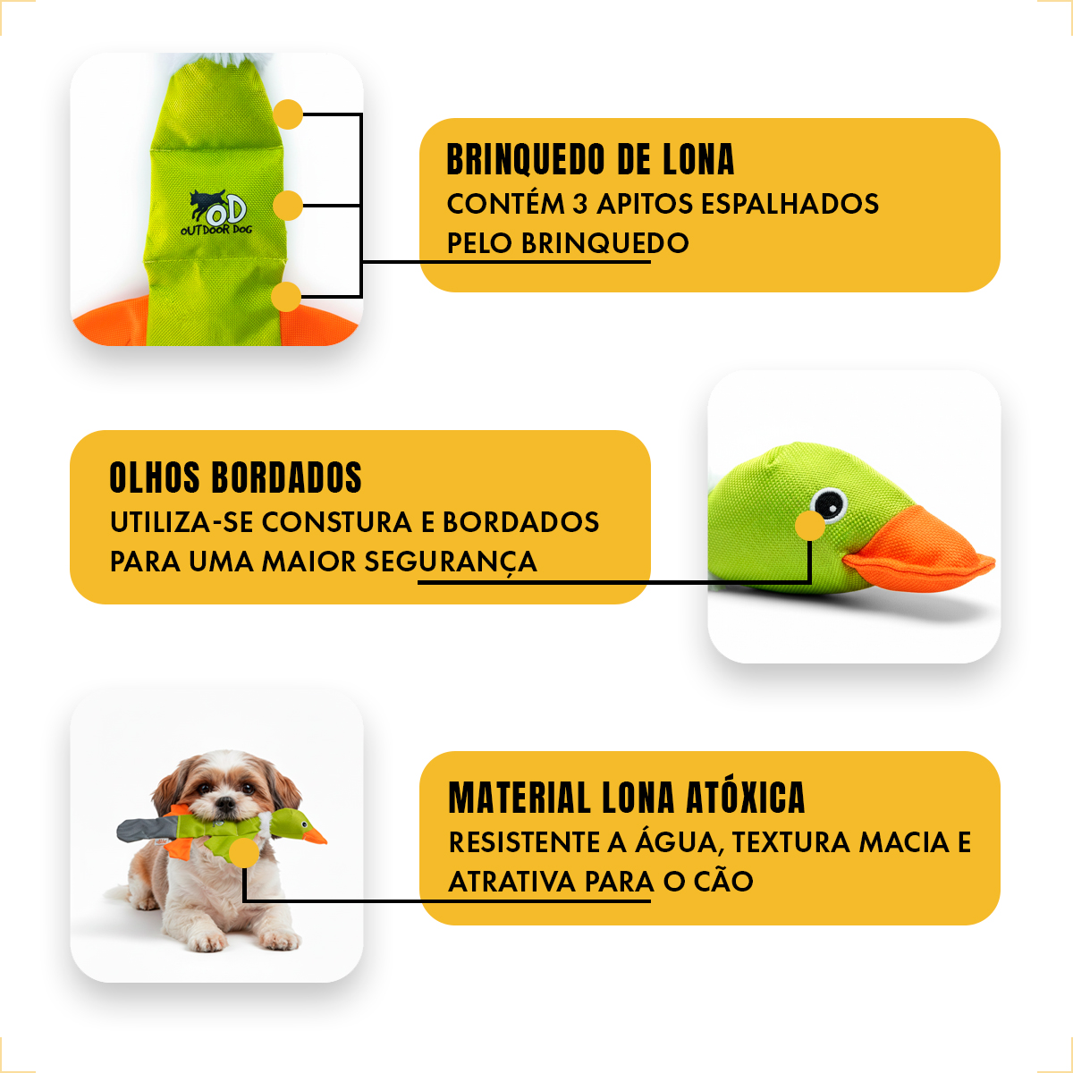 Brinquedo Pet Pato de Lona Extra Resistente AFP — foto 5